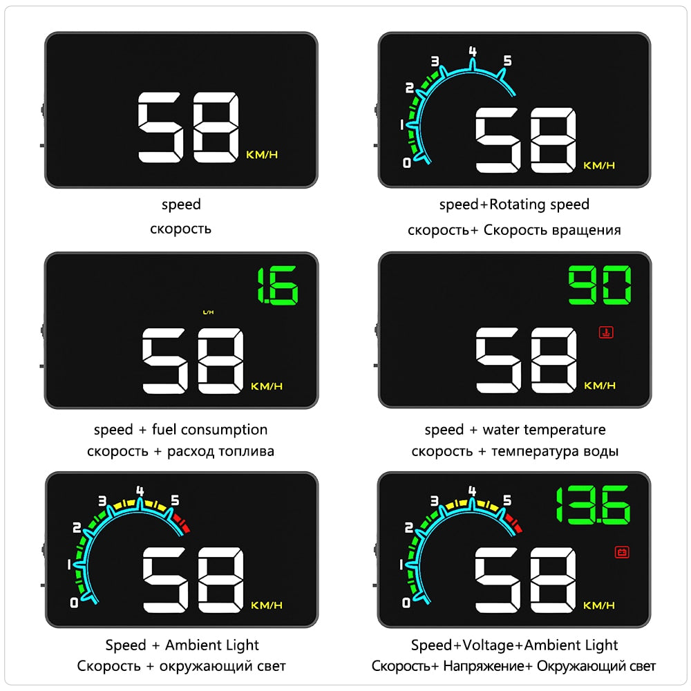 Car Head Up Display Windshield Projector Alarm Digital Speedometer