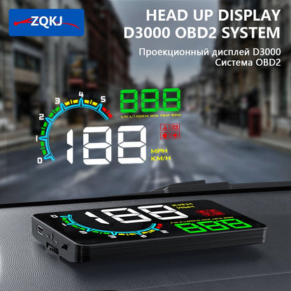 Car Head Up Display Windshield Projector Alarm Digital Speedometer