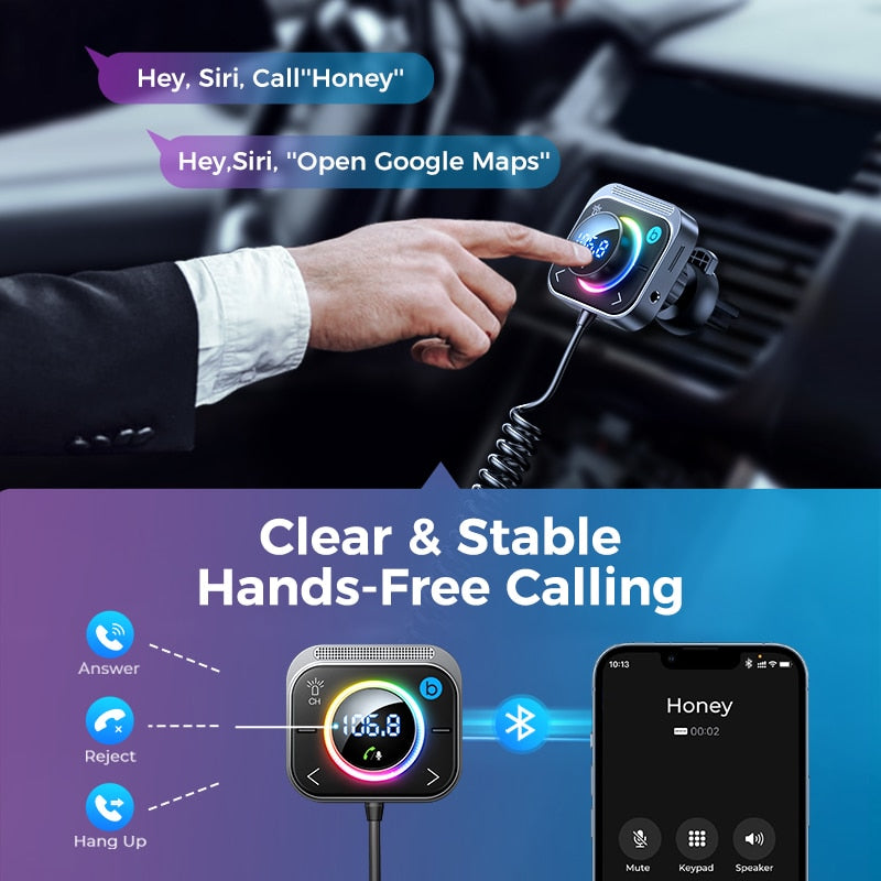 Bluetooth 5.3 FM/AUX Bluetooth Car Adapter