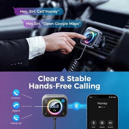 Bluetooth 5.3 FM/AUX Bluetooth Car Adapter