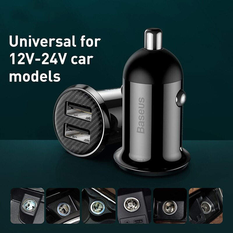 12V Dual USB Car Charger 3.1A Fast Charging