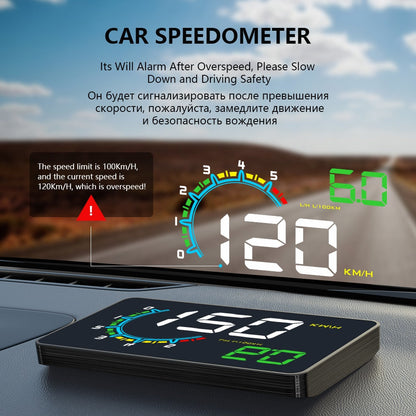 Car Head Up Display Windshield Projector Alarm Digital Speedometer