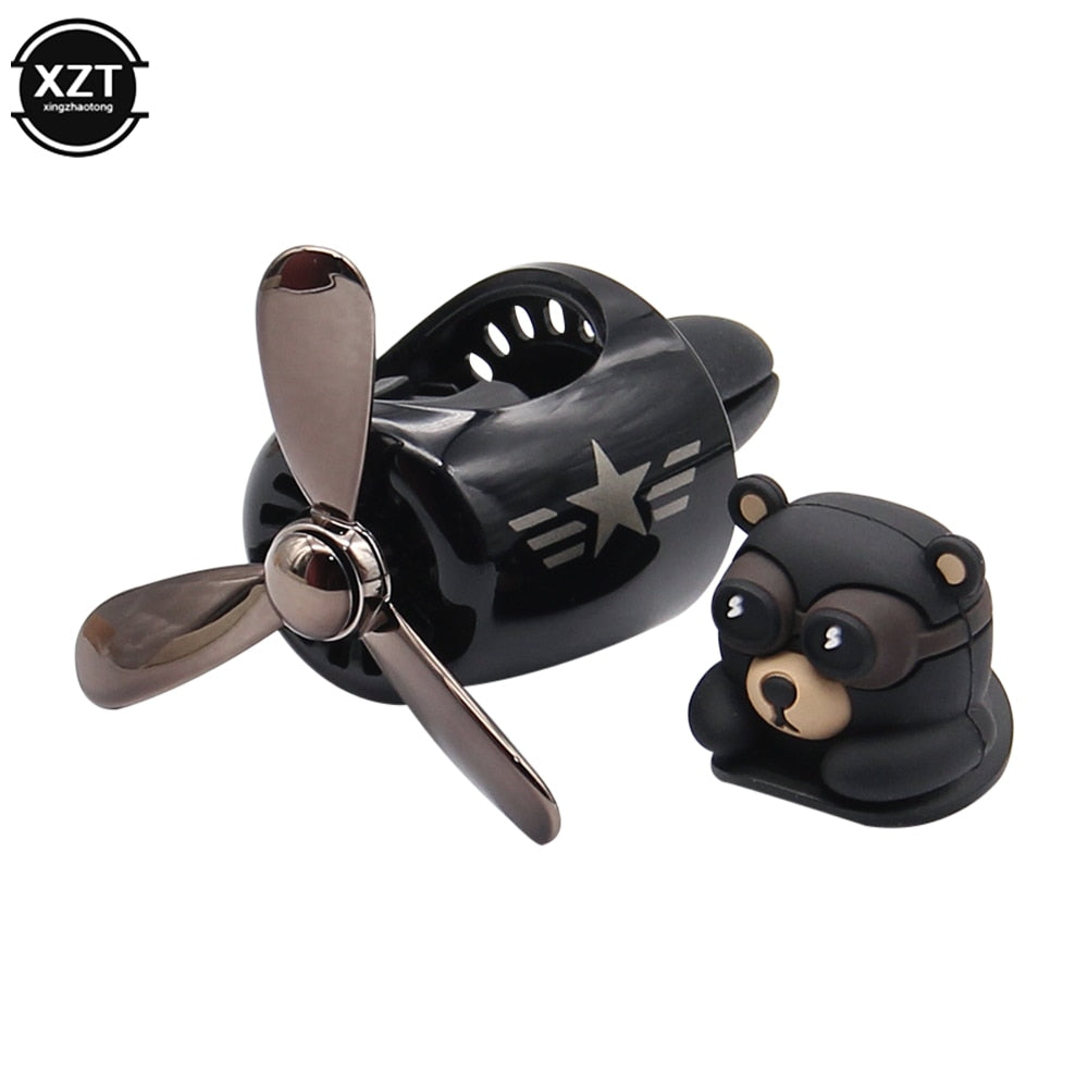 Car Air Freshener Bear Pilot Rotating Propeller Outlet Fragrance