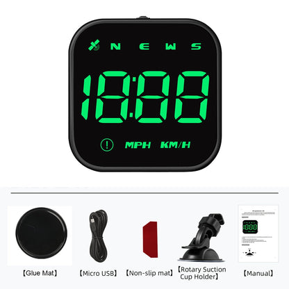 Car Head Up Display 2.5 Inch Screen Digital Clock Compass Speedometer