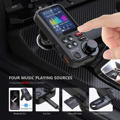 Wireless Bluetooth FM Transmitter with QC3.0 Fast Charging & Premium Sound