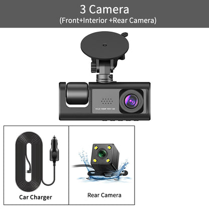 Dash Cam Video Recorder Three Lens Car Camera with Rear View DVR