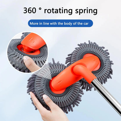 Swivel Car Wash Mop Retractable Soft Brush Double Head