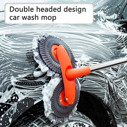 Swivel Car Wash Mop Retractable Soft Brush Double Head