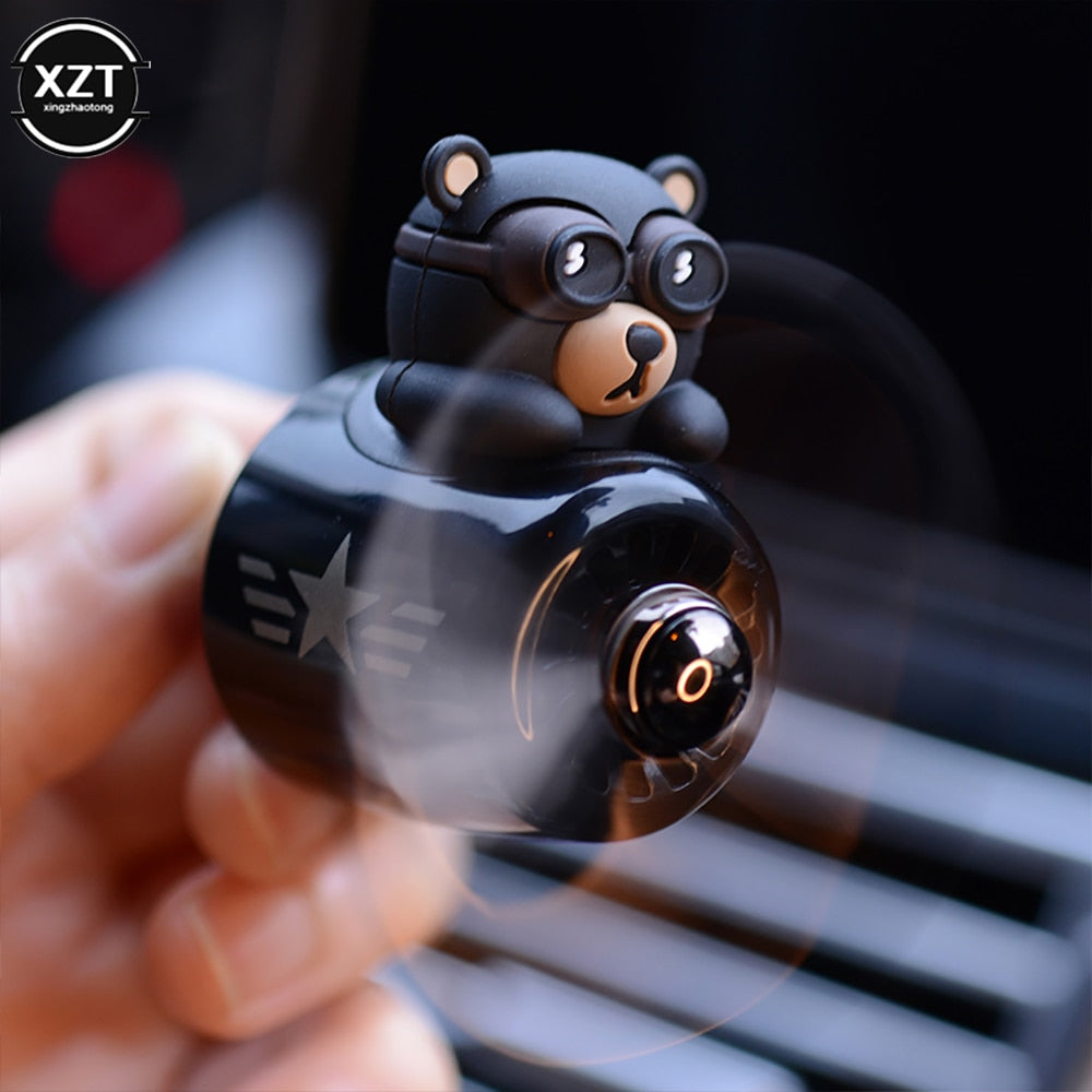 Car Air Freshener Bear Pilot Rotating Propeller Outlet Fragrance