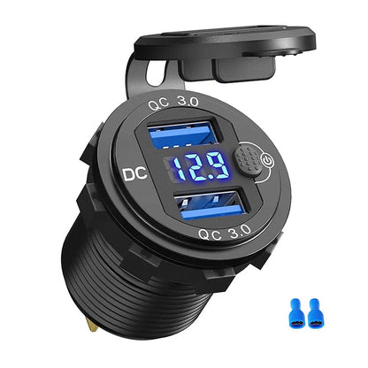 36W QC3.0 Dual USB Car Motor Charger Socket